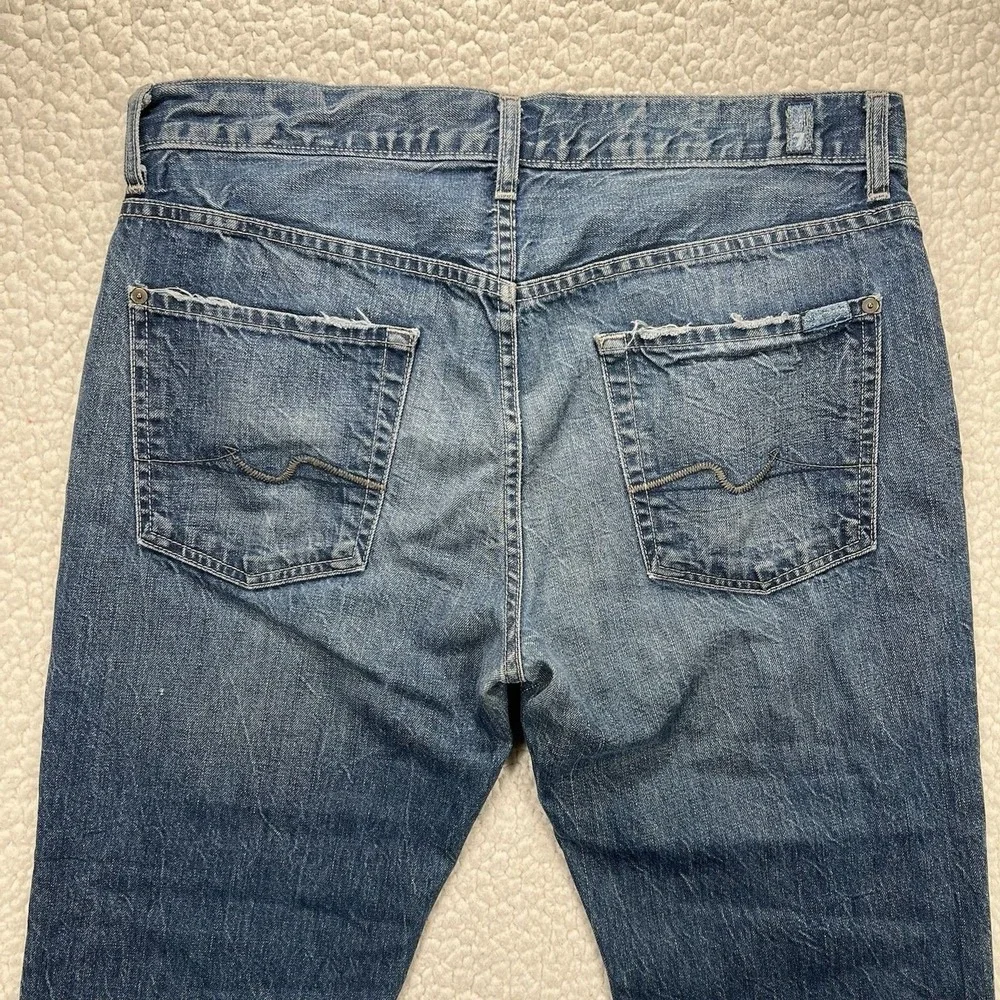 7 For All Mankind Carsen Jeans Men's 34 (Actual 36x28) Blue Straight USA Grunge‎